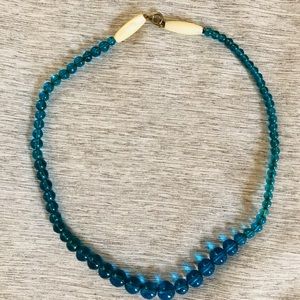 VTG Turquoise Glass Mardi Gras Bead Necklace